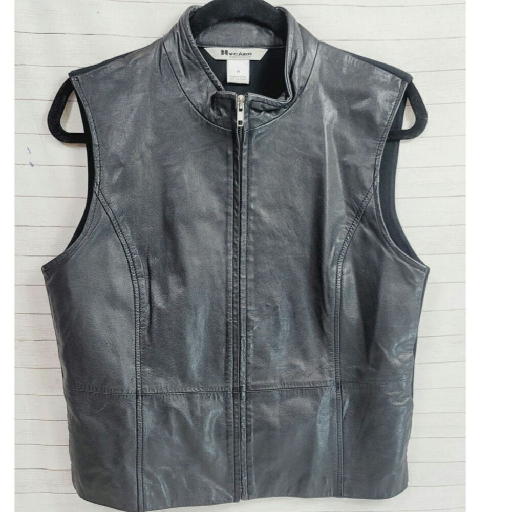 VINTAGE NYGARD COLLECTION 100% LEATHER FULL ZIP VEST IN BLACK, SZ MEDIUM